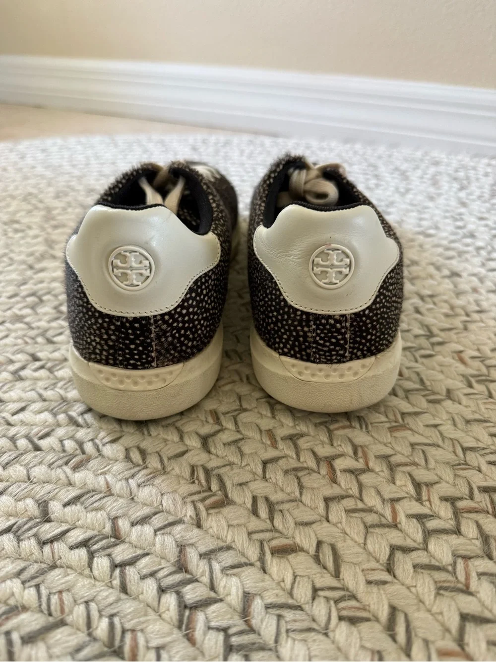 Tory Burch Women’s Howell Court Spotted Calf Hair Leather Sneakers 9.5